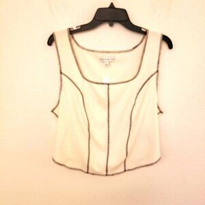 And Now This Cream Brown Trimmed Corset Style Crop Top Size Jr. Plus 2X NWT